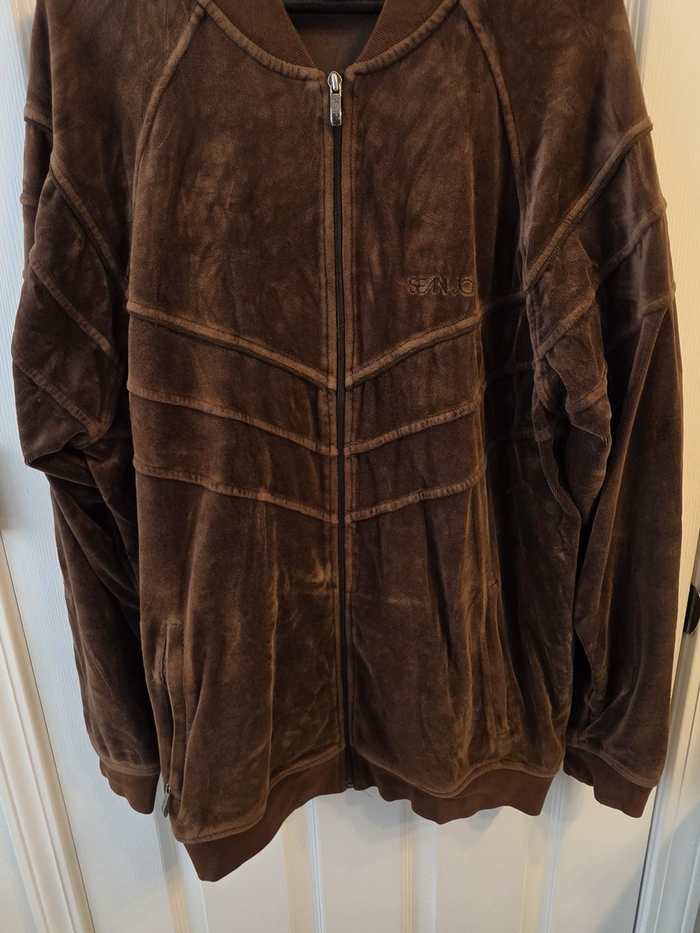 Men's Brown Velour Zip-Up Jacket